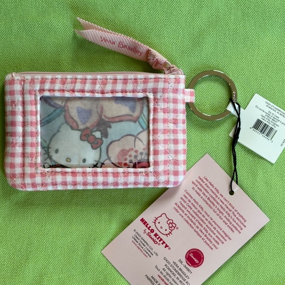 VERA BRADLEY HELLO KITTY ZIP ID CASE:NWT HELLO KITTY GINGHAM - Picture 7 of 13